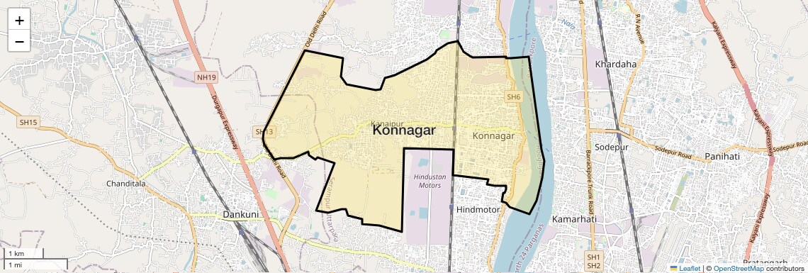 Location Map of Konnagar, Kolkata