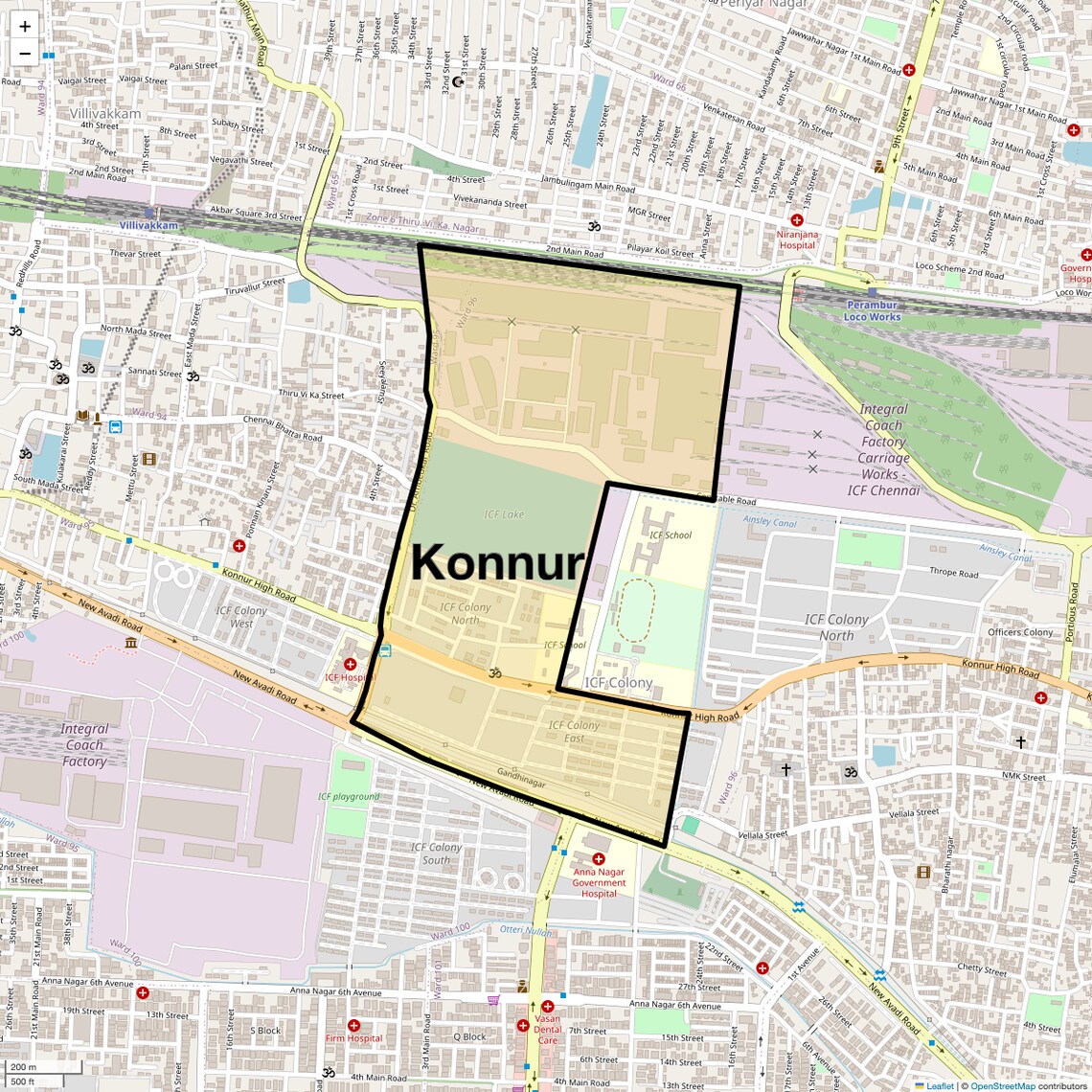 Location Map of Konnur, Chennai