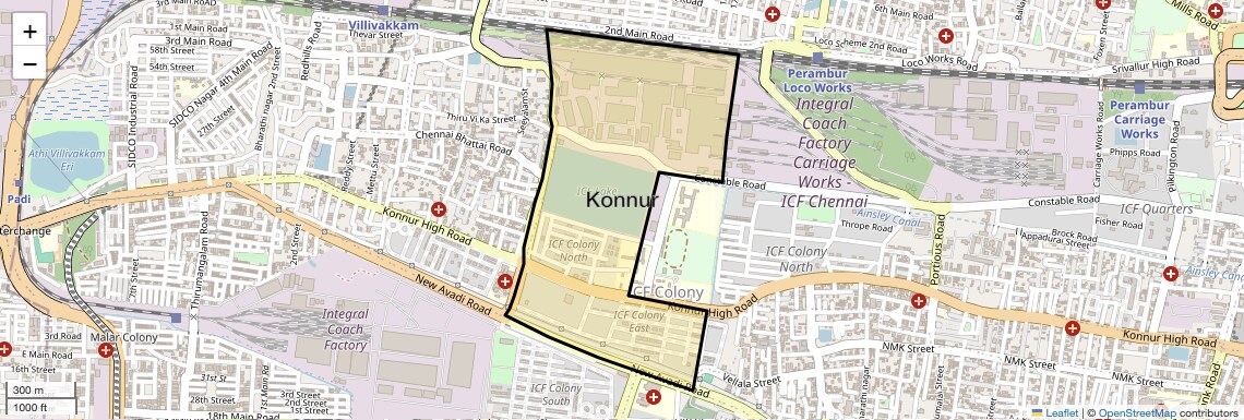 Location Map of Konnur, Chennai