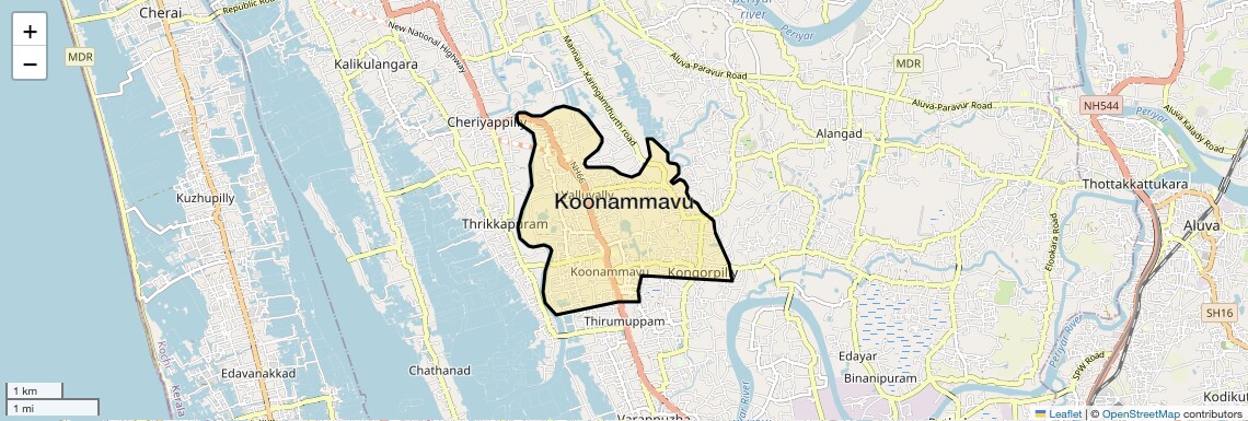 Location Map of Koonammavu, Kochi