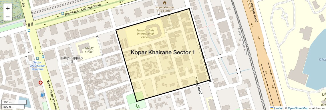 Location Map of Kopar Khairane Sector 1, Navi Mumbai