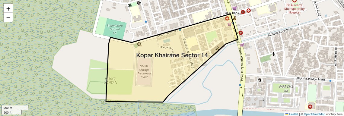 Location Map of Kopar Khairane Sector 14, Navi Mumbai
