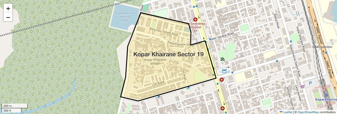 Location Map of Kopar Khairane Sector 19, Navi Mumbai
