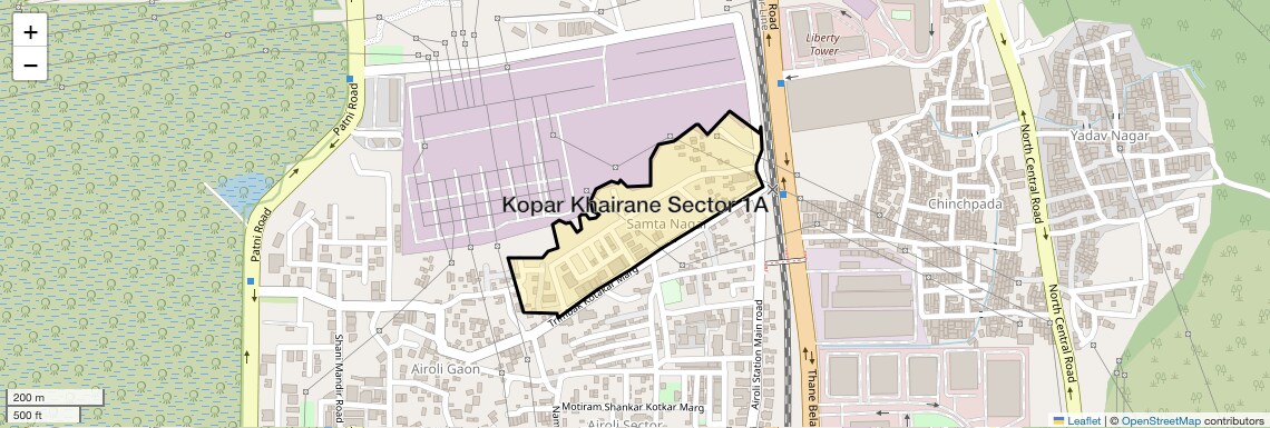 Location Map of Kopar Khairane Sector 1A, Navi Mumbai