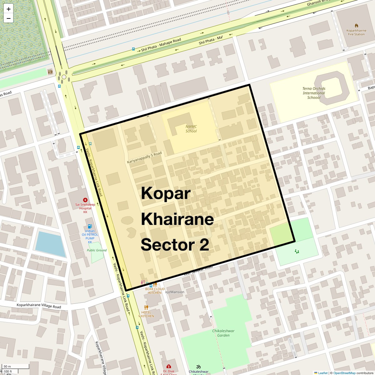 Location Map of Kopar Khairane Sector 2, Navi Mumbai