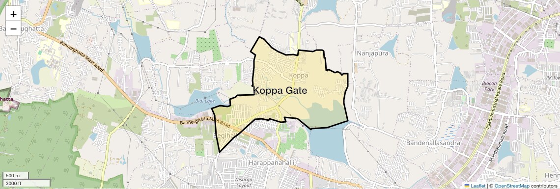 Location Map of Koppa Gate, Bangalore