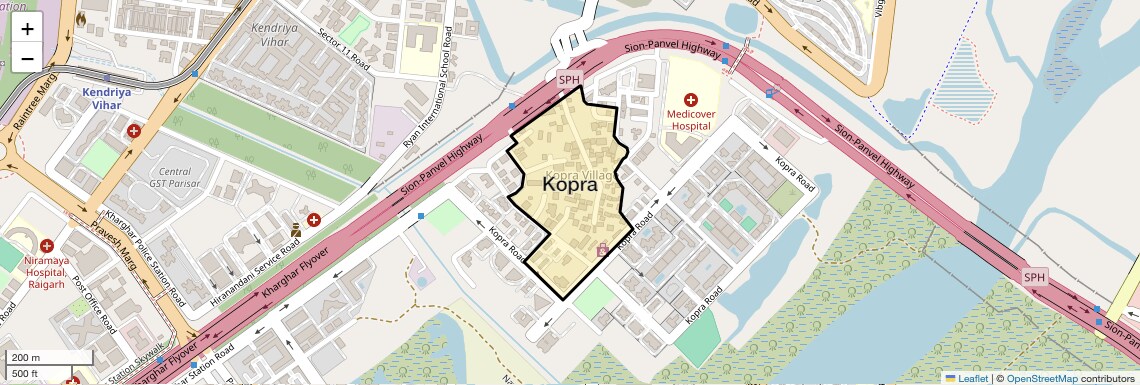 Location Map of Kopra, Navi Mumbai