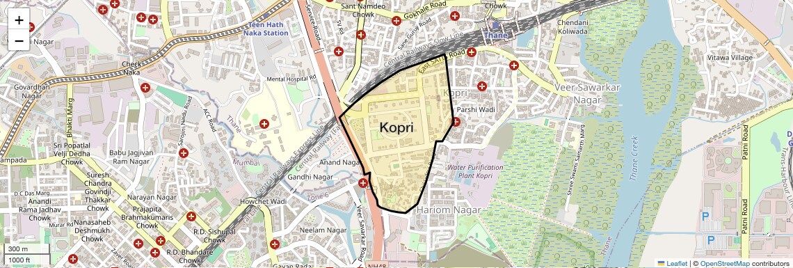 Location Map of Kopri, Thane