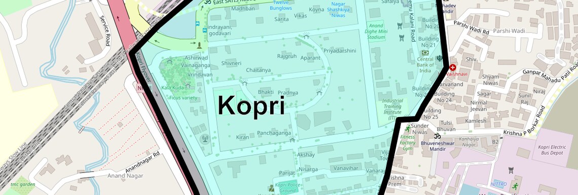 Location Map of Kopri, Thane