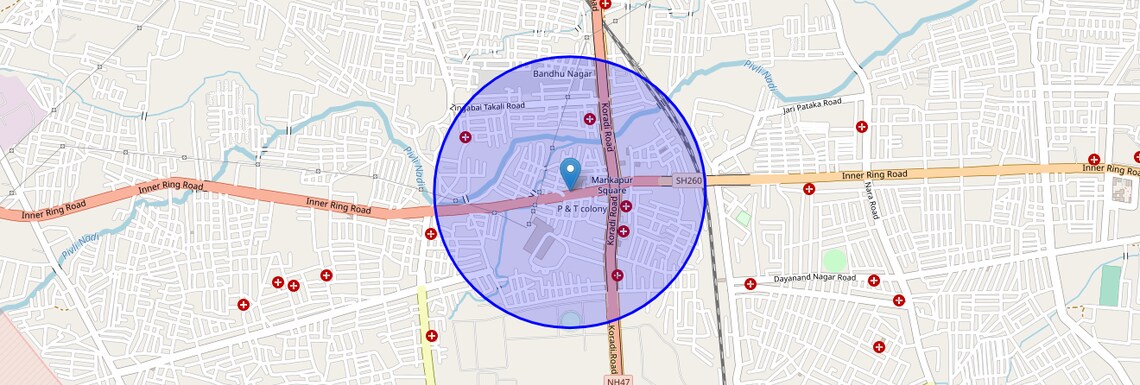 Location Map of Koradi Rd, Nagpur