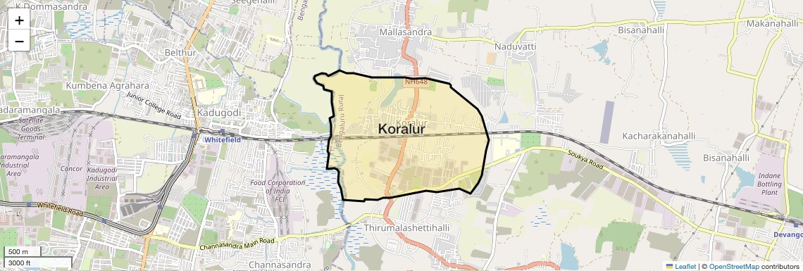 Location Map of Koralur, Bangalore