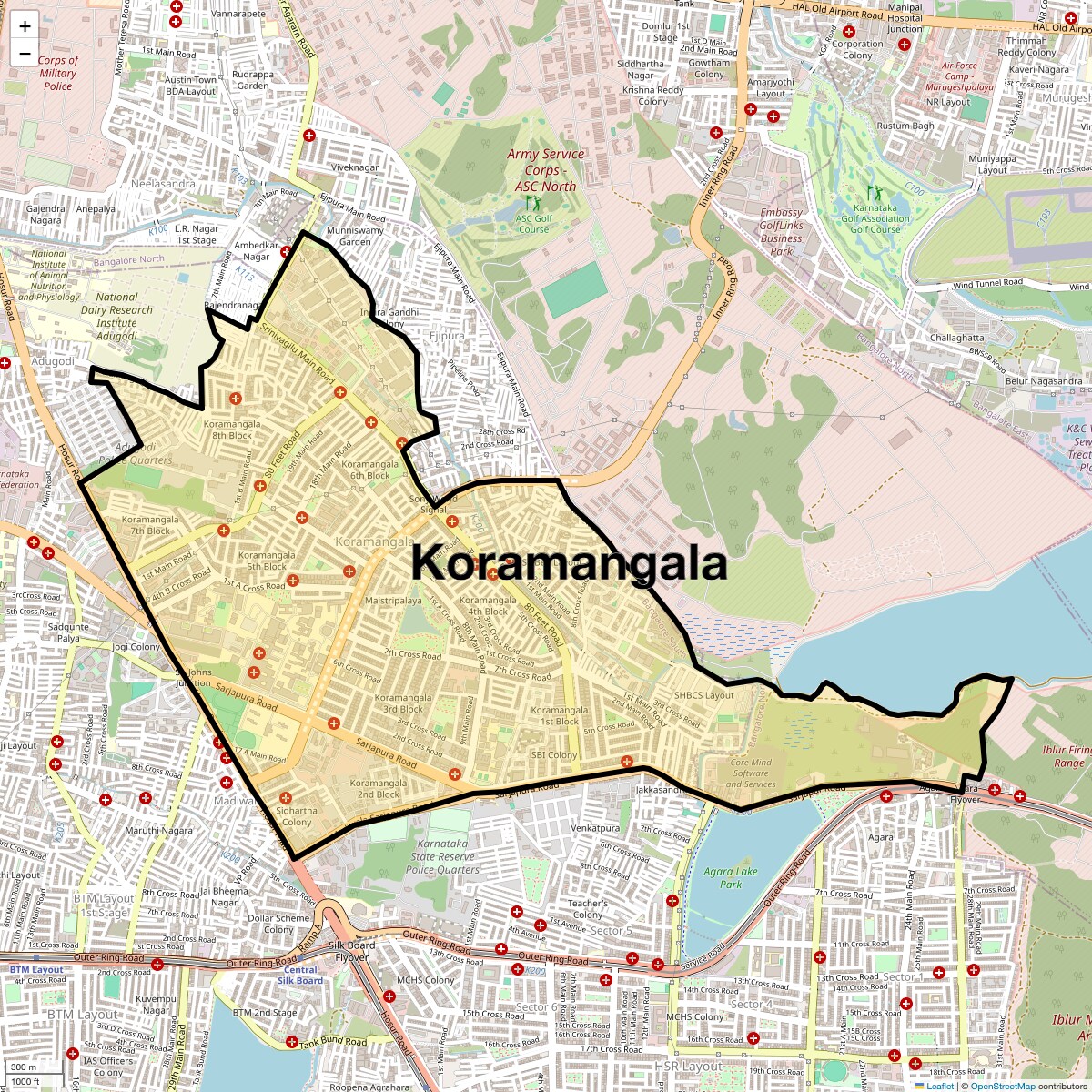 Location Map of Koramangala, Bangalore