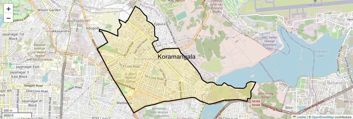 Location Map of Koramangala, Bangalore