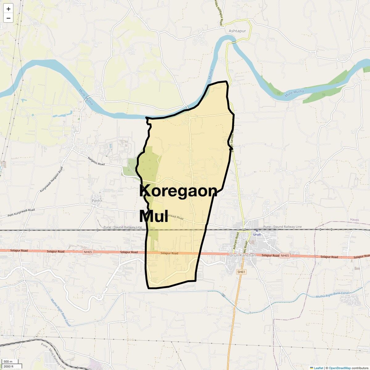 Location Map of Koregaon Mul, Pune