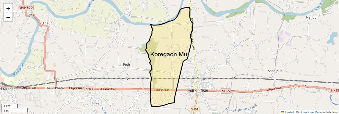 Location Map of Koregaon Mul, Pune