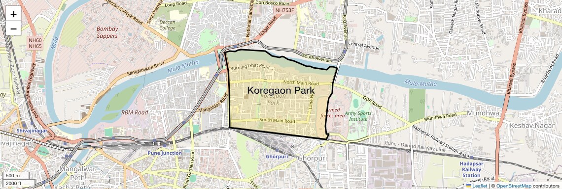 Location Map of Koregaon Park, Pune
