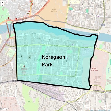 Location Map of Koregaon Park, Pune