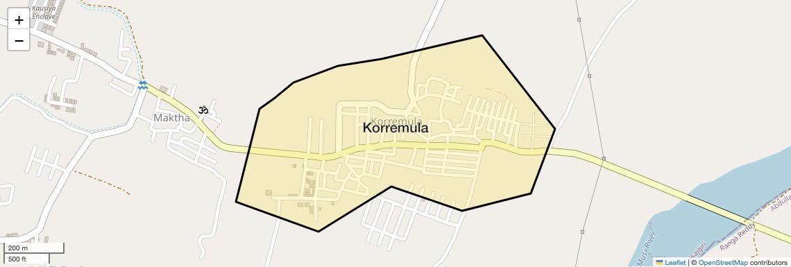 Location Map of Korremula, Hyderabad