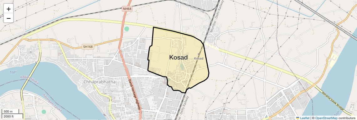 Location Map of Kosad, Surat