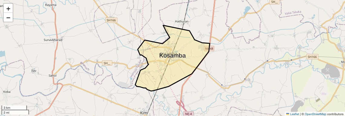 Location Map of Kosamba, Surat