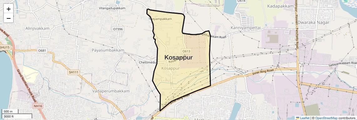 Location Map of Kosappur, Chennai