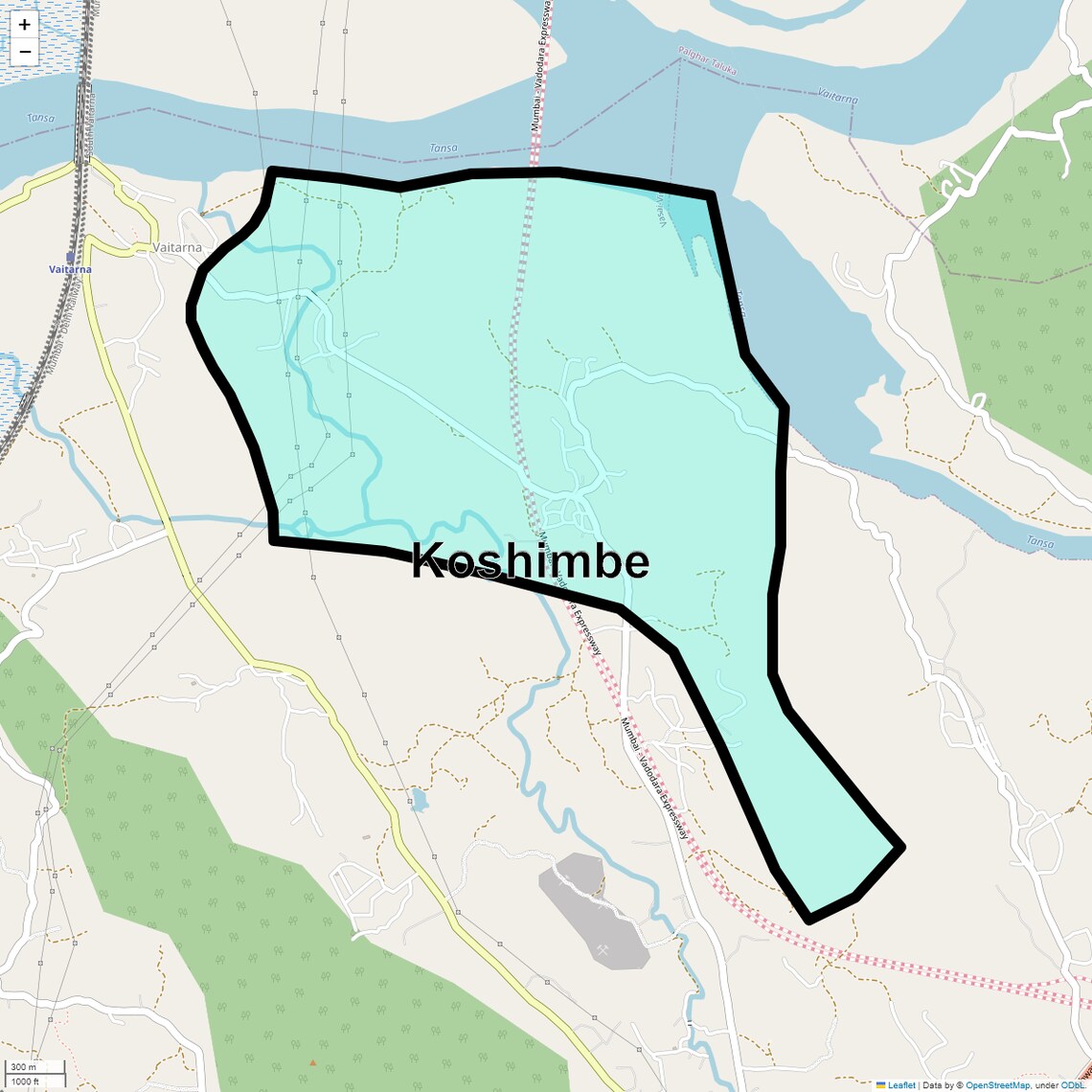 Location Map of Koshimbe, Mumbai