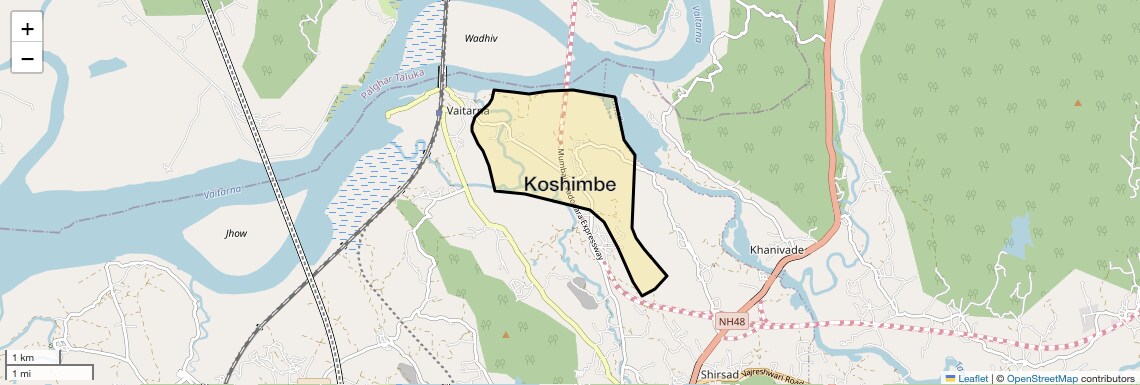 Location Map of Koshimbe, Palghar
