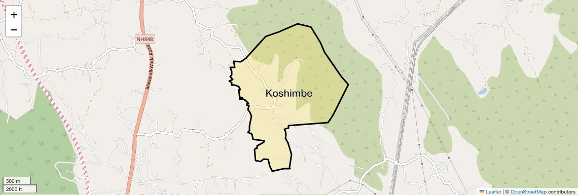 Location Map of Koshimbe, Thane