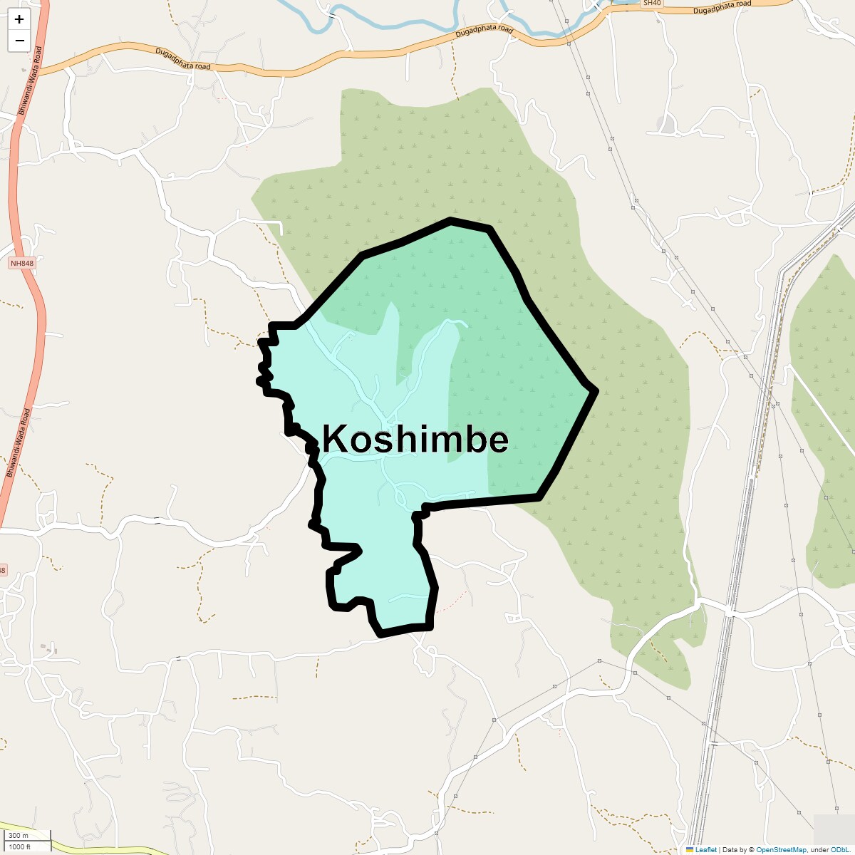 Location Map of Koshimbe, Thane