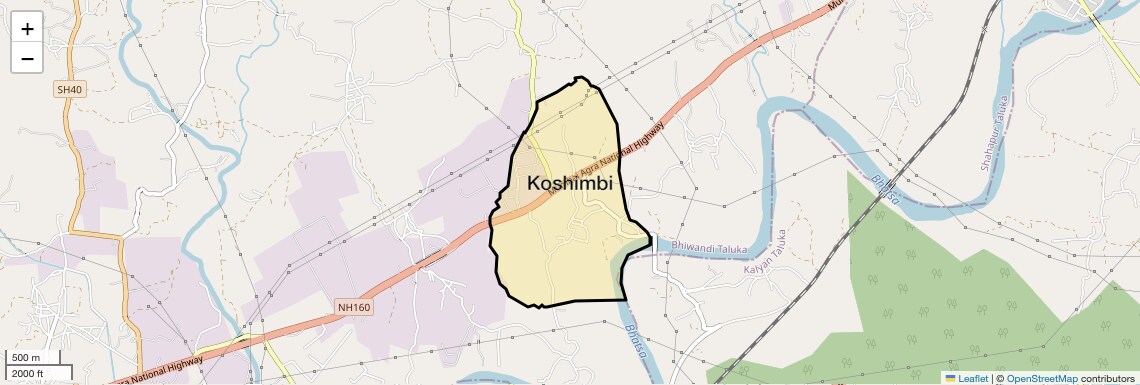 Location Map of Koshimbi, Thane
