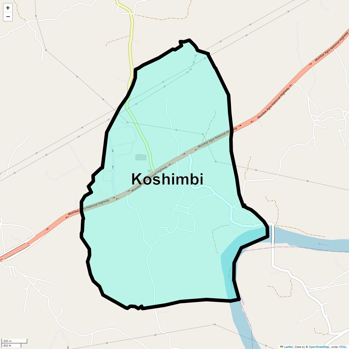 Location Map of Koshimbi, Thane