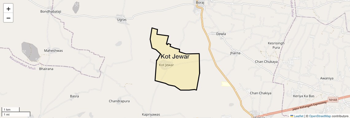 Location Map of Kot Jewar, Jaipur
