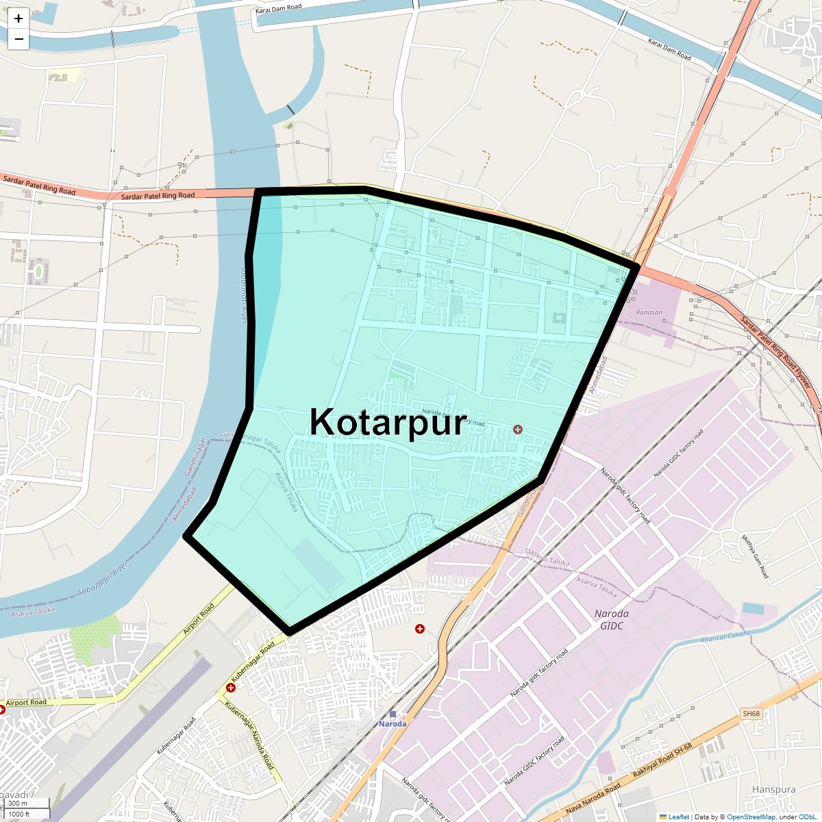 Location Map of Kotarpur, Ahmedabad