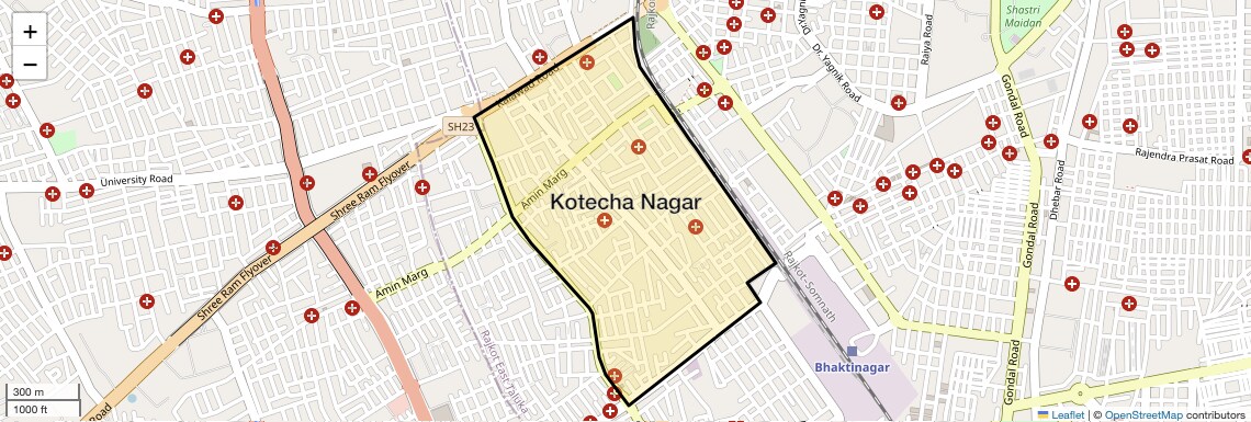 Location Map of Kotecha Nagar, Rajkot