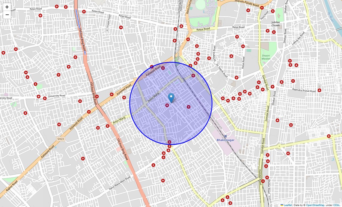 Location Map of Kotecha Nagar, Rajkot