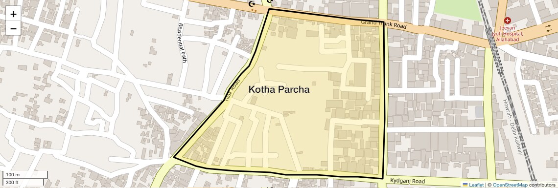 Location Map of Kotha Parcha, Allahabad