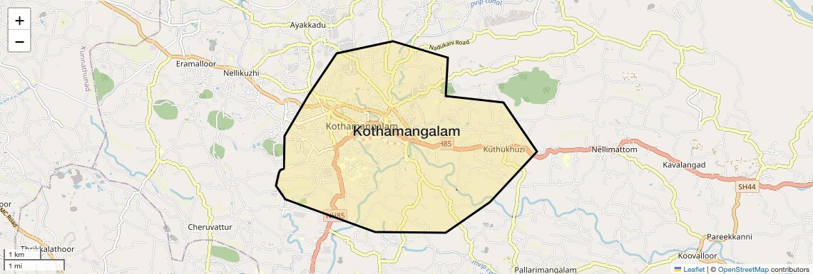 Location Map of Kothamangalam, Kochi