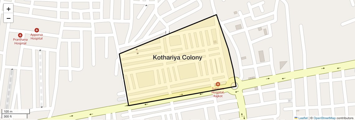 Location Map of Kothariya Colony, Rajkot