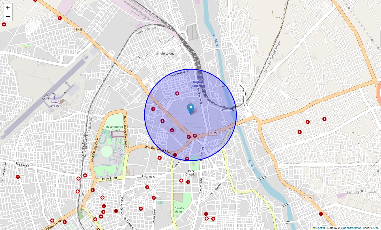 Location Map of Kothi Compound, Rajkot