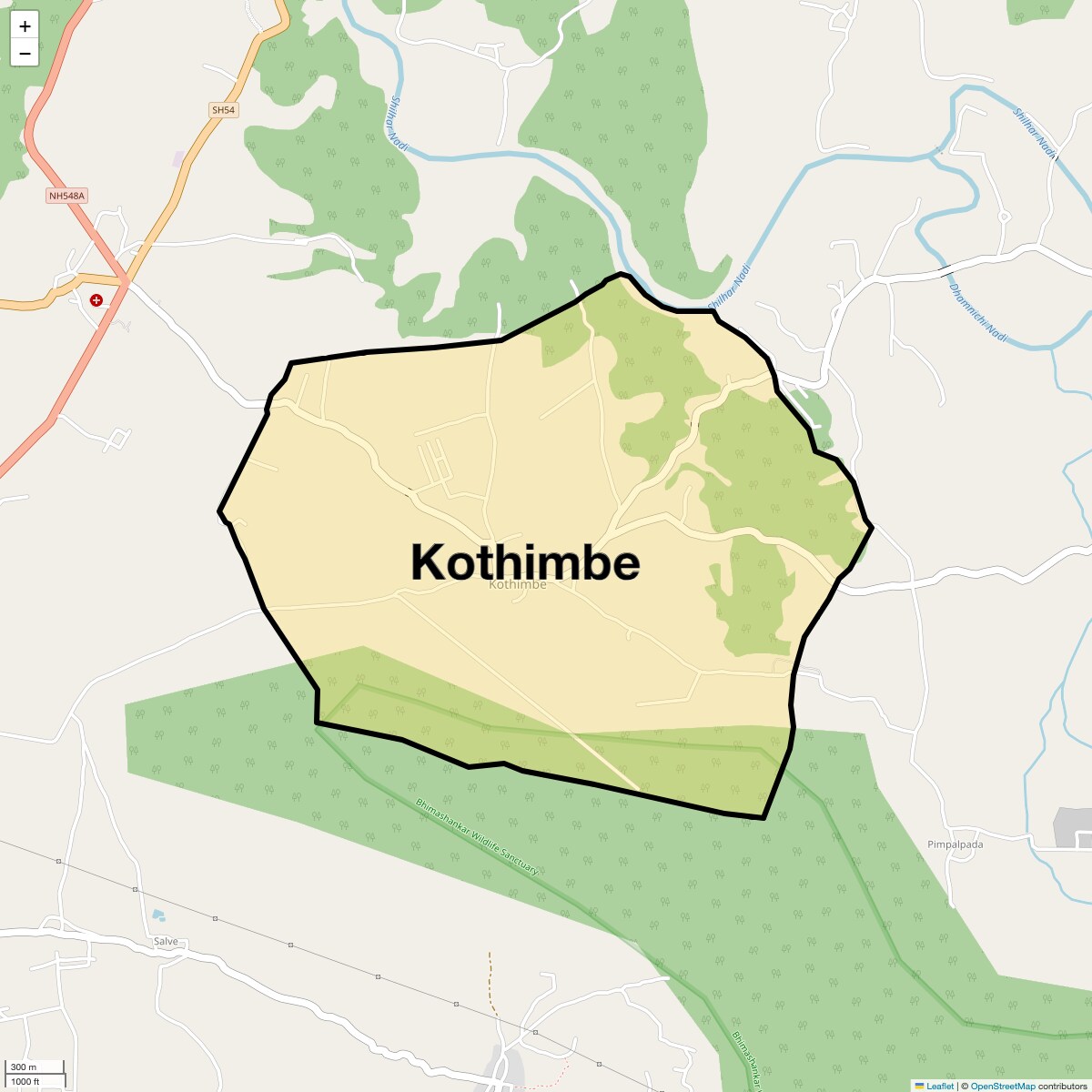 Location Map of Kothimbe, Navi Mumbai