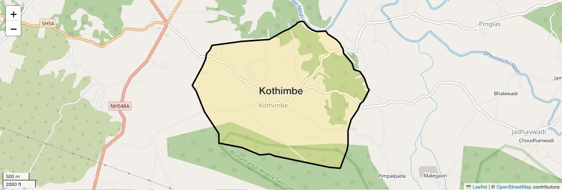 Location Map of Kothimbe, Navi Mumbai