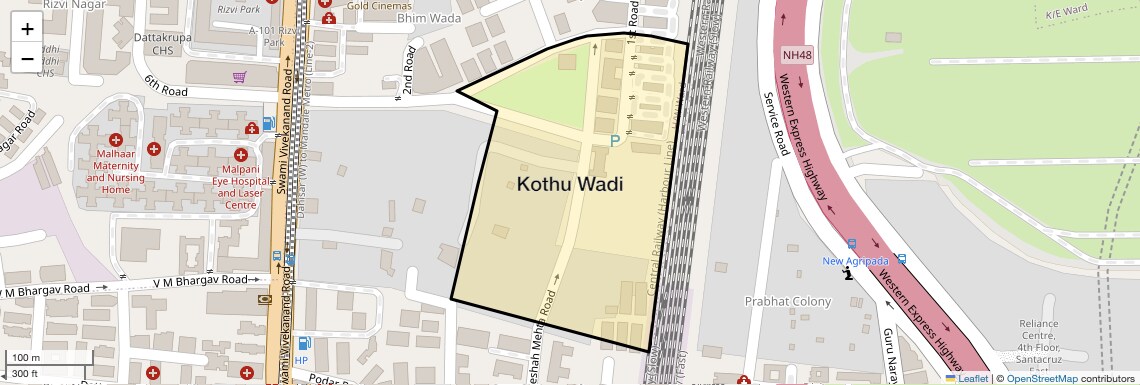 Location Map of Kothu Wadi, Mumbai