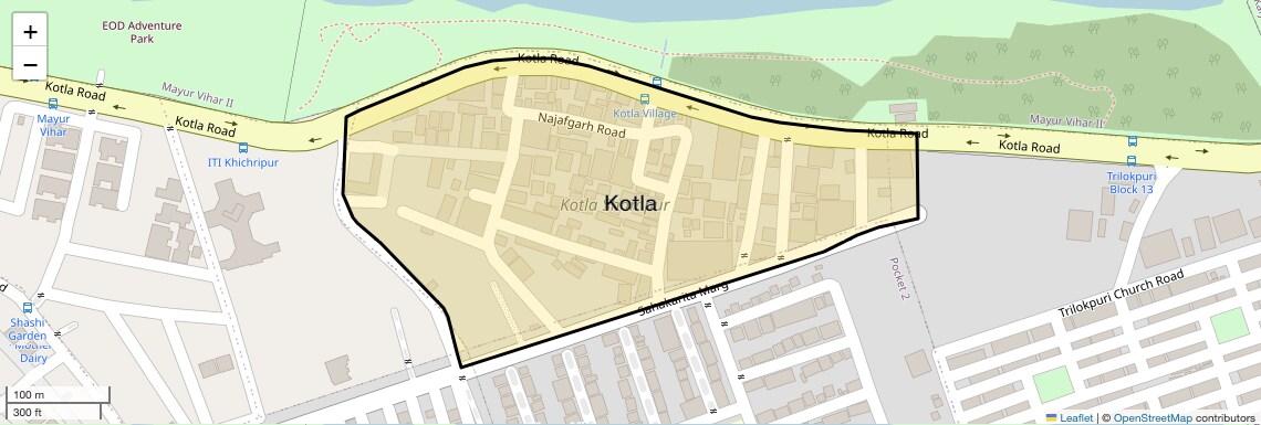 Location Map of Kotla, Delhi