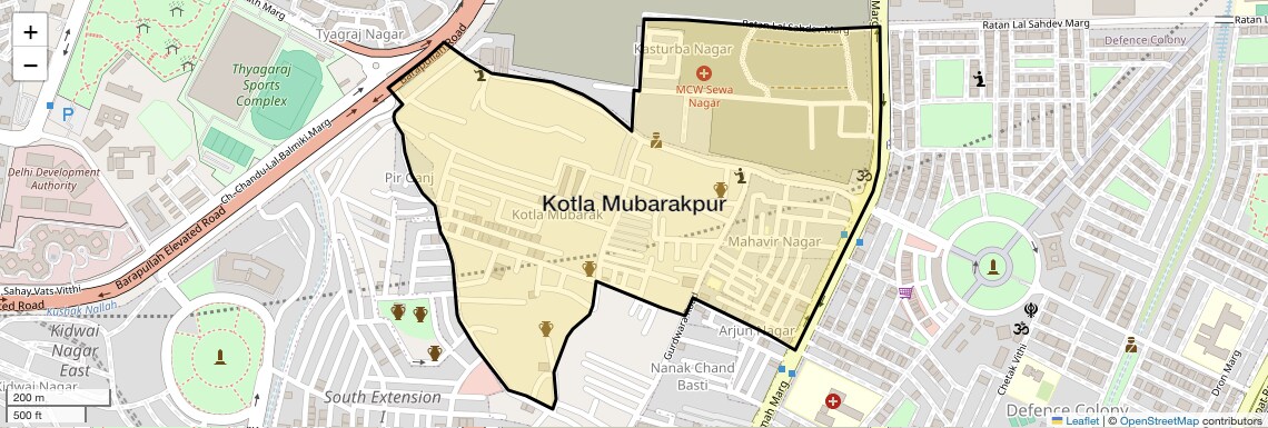 Location Map of Kotla Mubarakpur, Delhi
