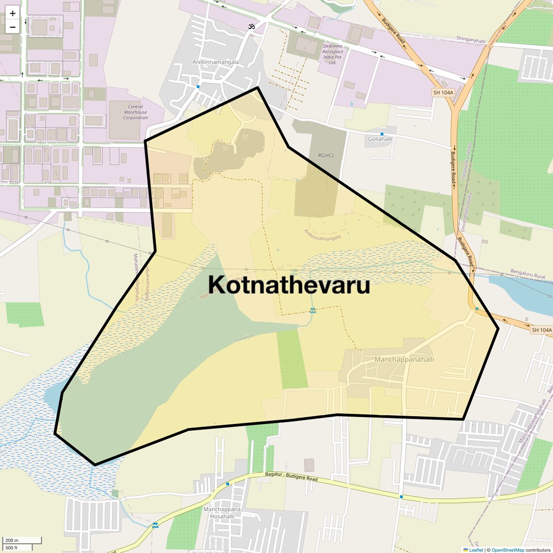 Location Map of Kotnathevaru, Bangalore