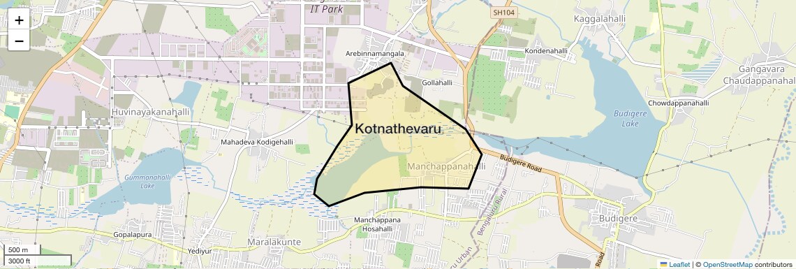 Location Map of Kotnathevaru, Bangalore