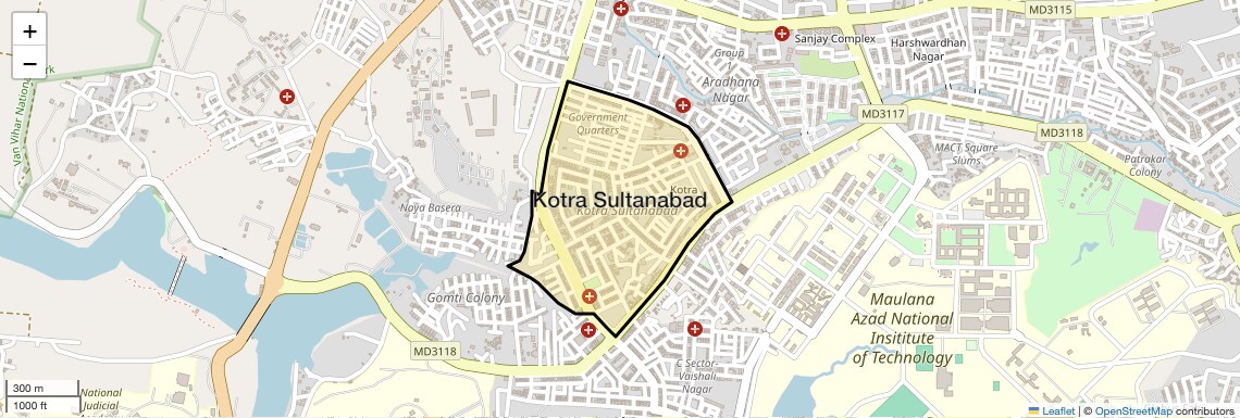 Location Map of Kotra Sultanabad, Bhopal