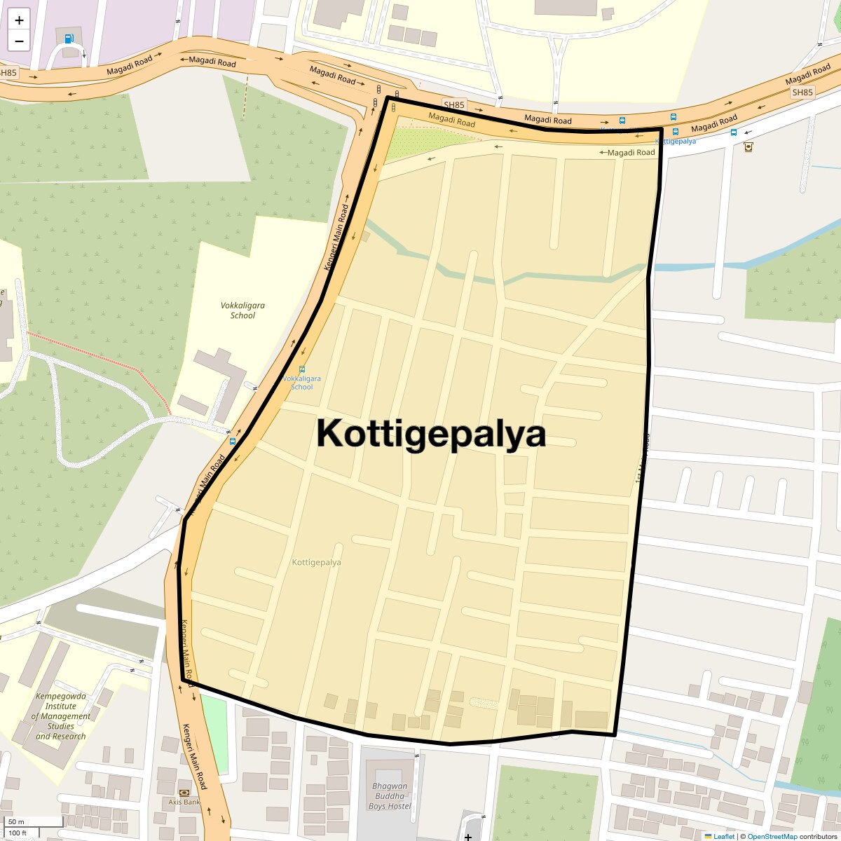 Location Map of Kottigepalya, Bangalore