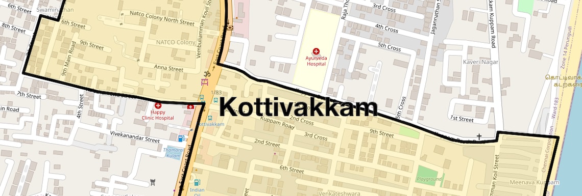 Location Map of Kottivakkam, Chennai