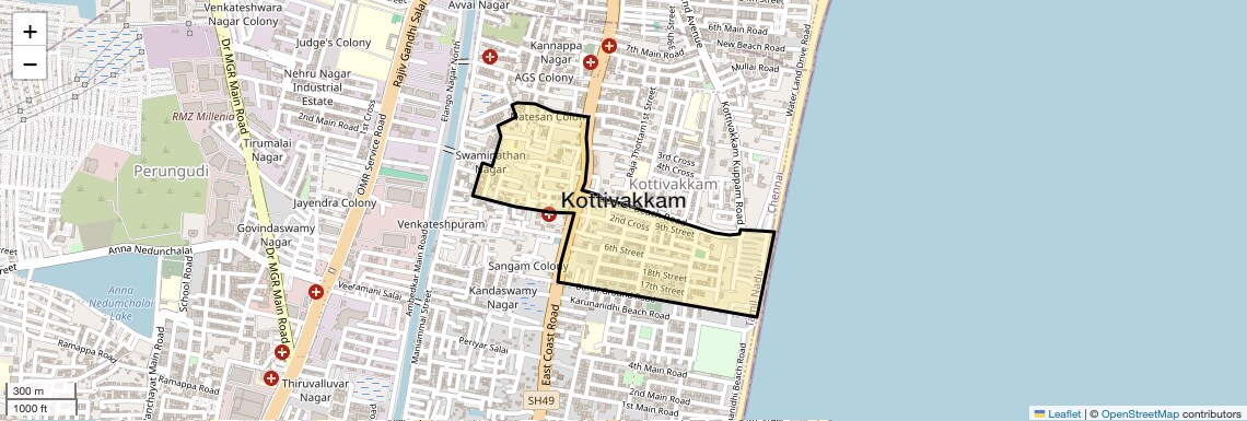 Location Map of Kottivakkam, Chennai